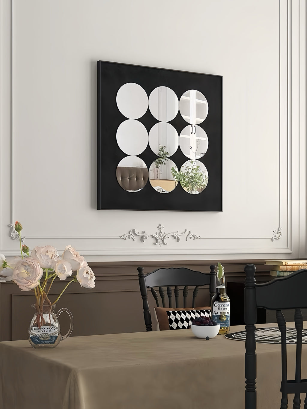 Geometric Circle Mirror Wall Art, Modern Decorative Wall Mirror for Living Room, Dining Room & Entryway