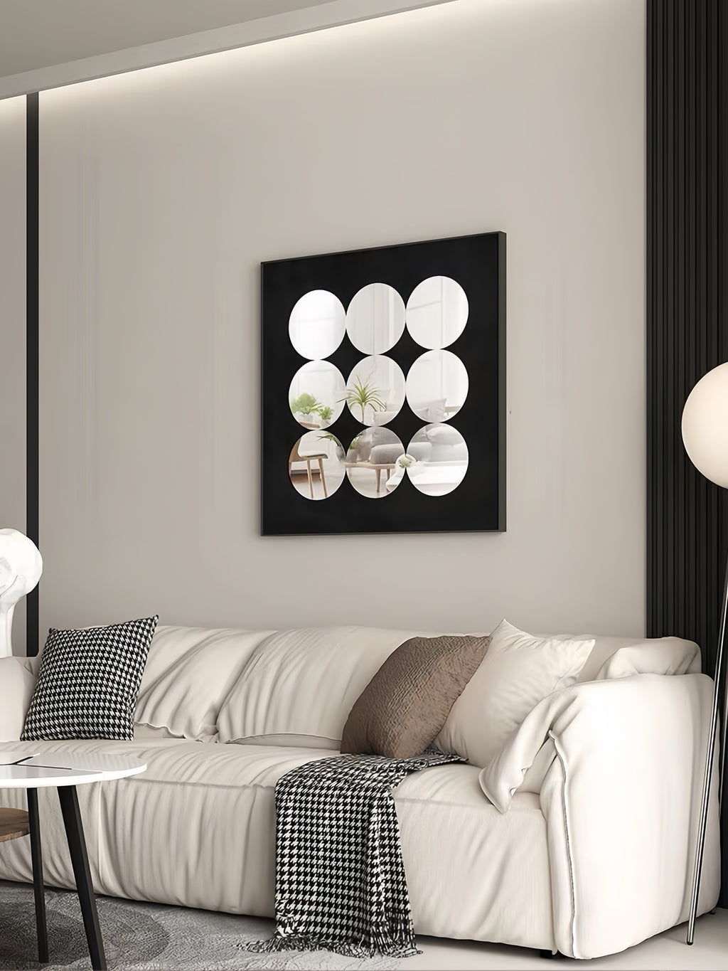 Geometric Circle Mirror Wall Art, Modern Decorative Wall Mirror for Living Room, Dining Room & Entryway