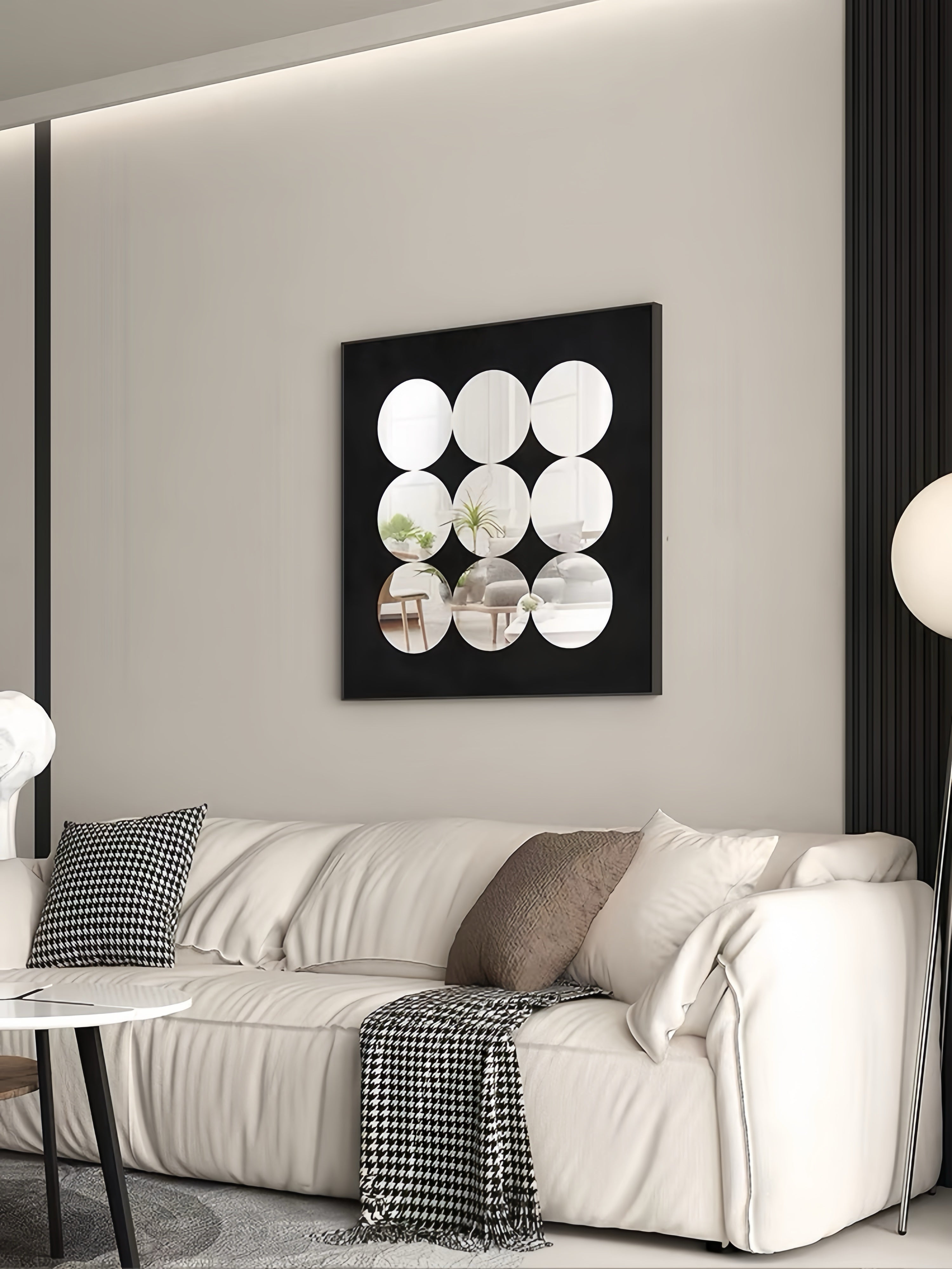 Geometric Circle Mirror Wall Art, Modern Decorative Wall Mirror for Living Room, Dining Room & Entryway