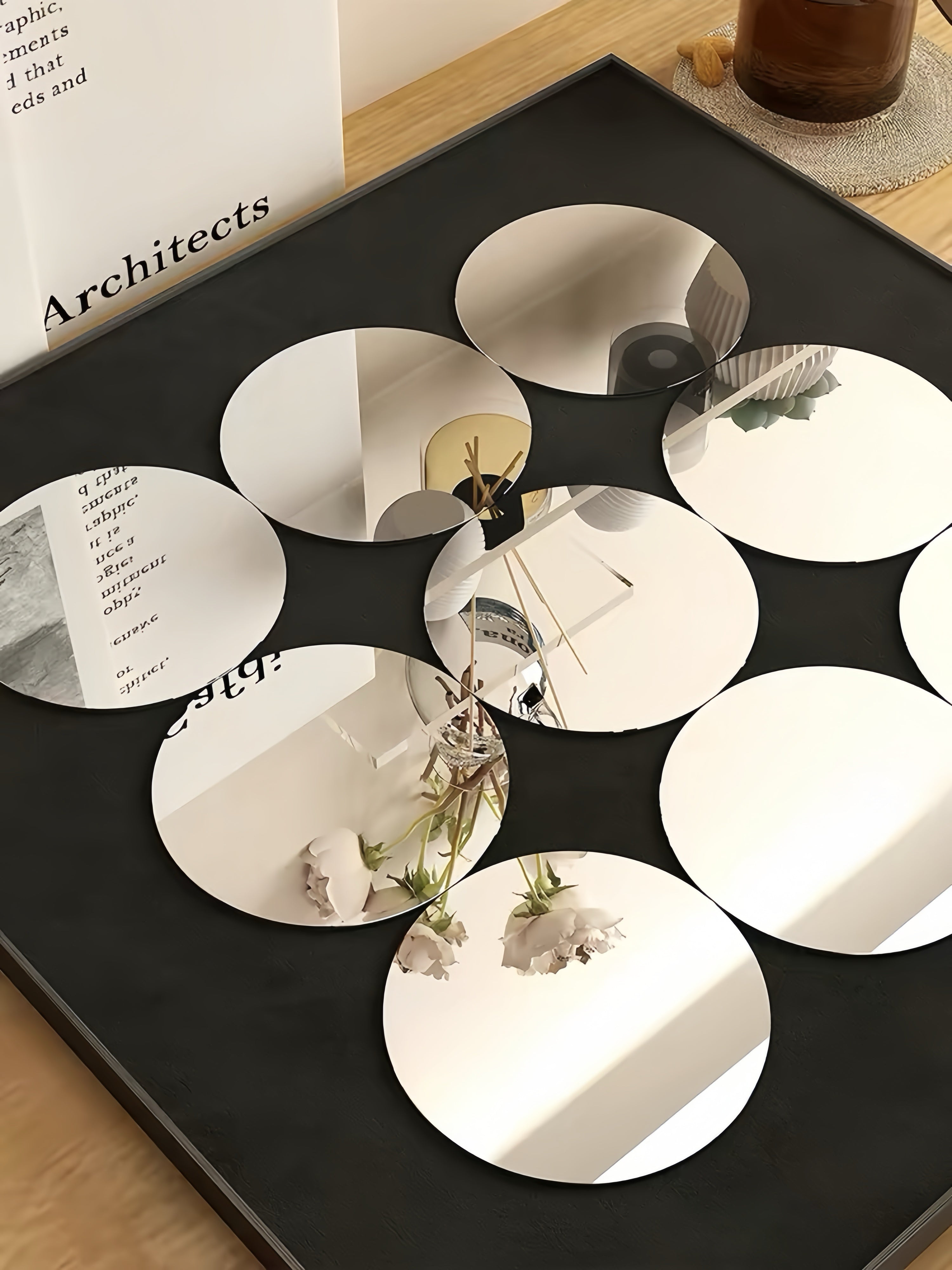 Geometric Circle Mirror Wall Art, Modern Decorative Wall Mirror for Living Room, Dining Room & Entryway