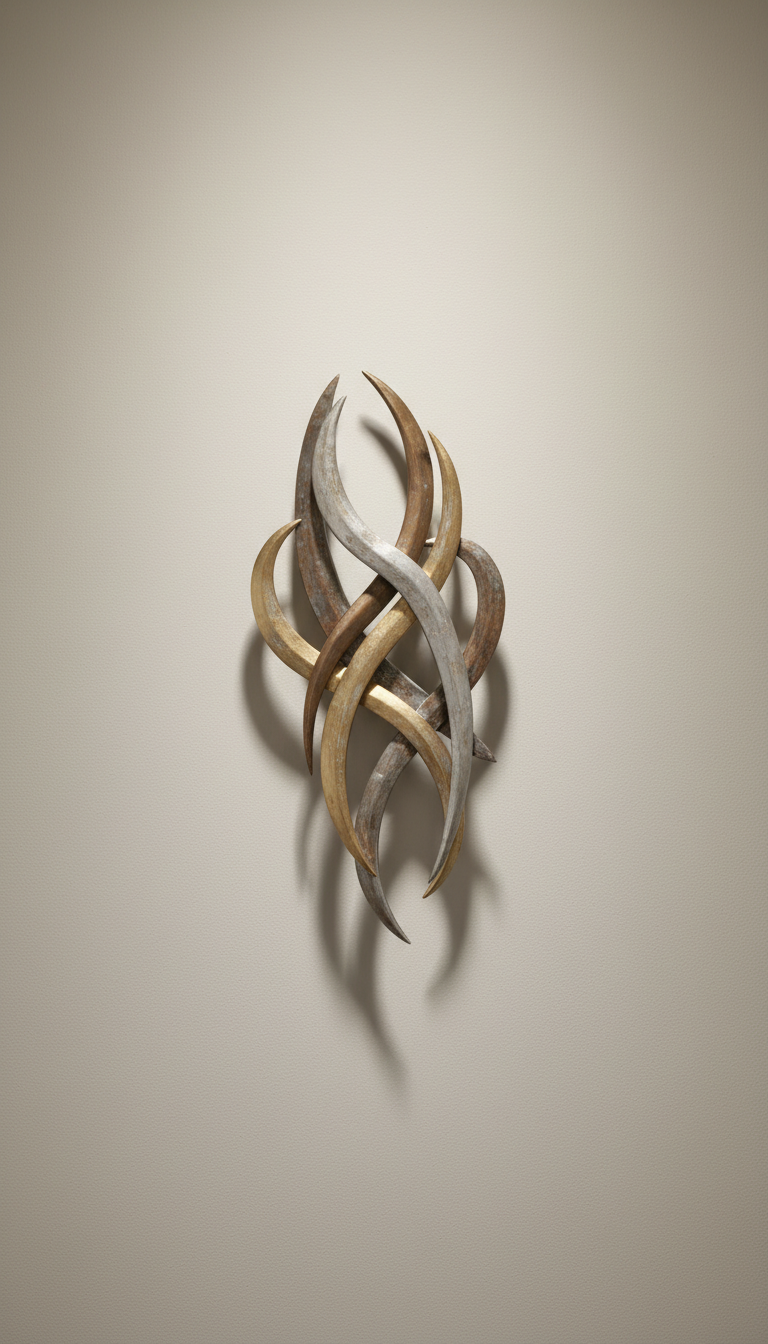 Sculptural Wall Piece with Metallic Accents