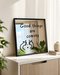 Good Things Are Coming Acrylic Mirror Wall Art, Black Framed Motivational Quote Decor