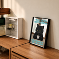 Funny Black Cat Acrylic Mirror Wall Art, Framed Quote Decor for Living Room, Kitchen & Coffee Bar