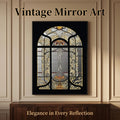 Arched Stained Glass Acrylic Mirror Wall Art | Black Framed Window Decor