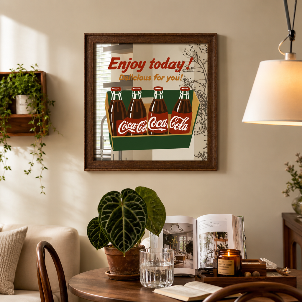 Retro Soda Bottle Acrylic Mirror Wall Art | Coffee Bar Decor
