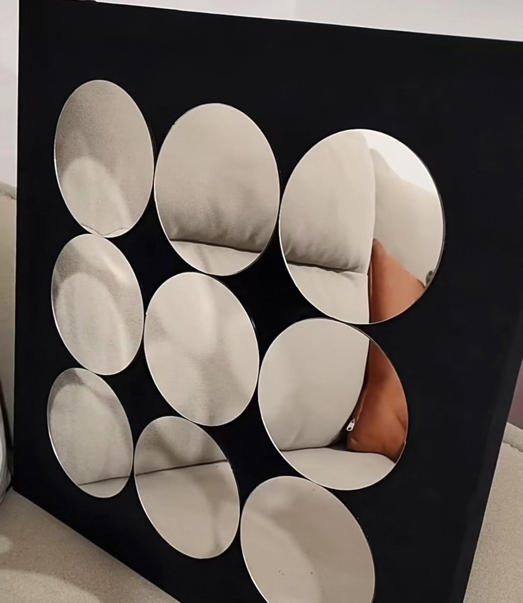 Geometric Circle Mirror Wall Art, Modern Decorative Wall Mirror for Living Room, Dining Room & Entryway